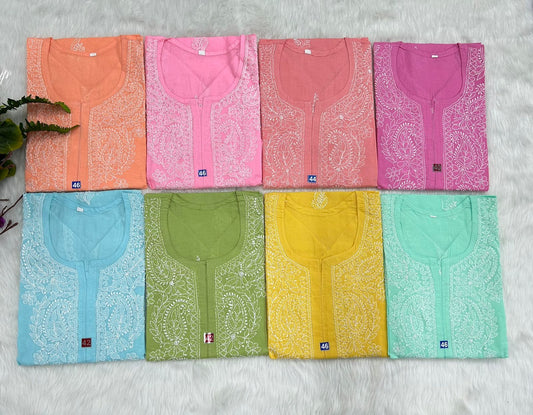 Voil cotton kurta with beautiful bakhiya chikankari handwork
